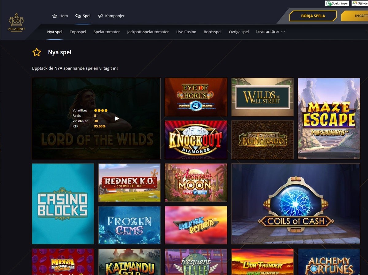 21casino nya spel
