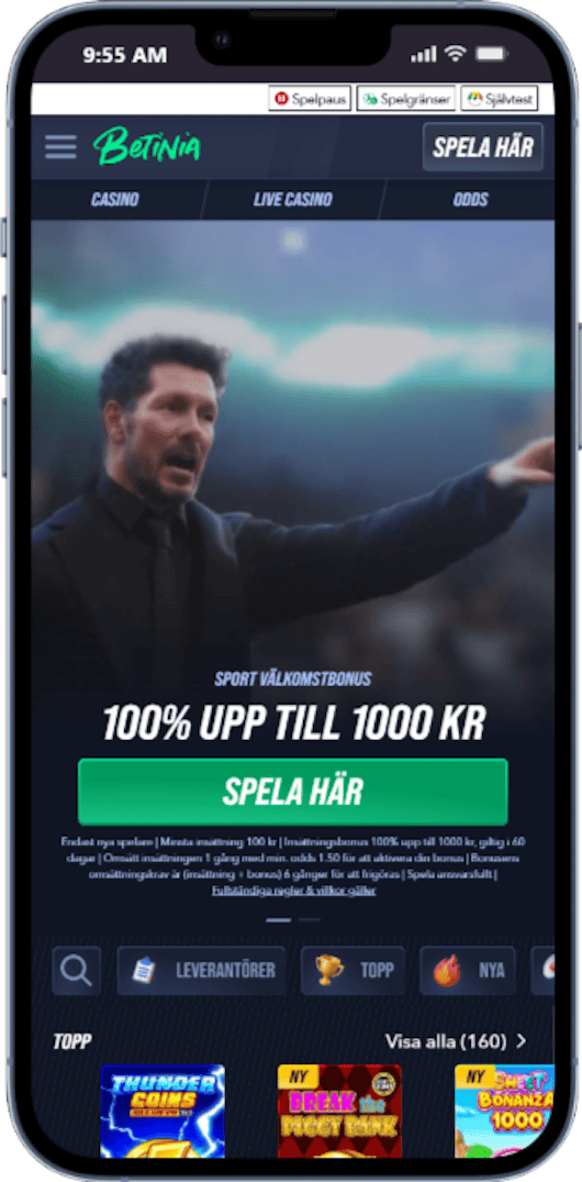 Betinia bettingsida med ny licens