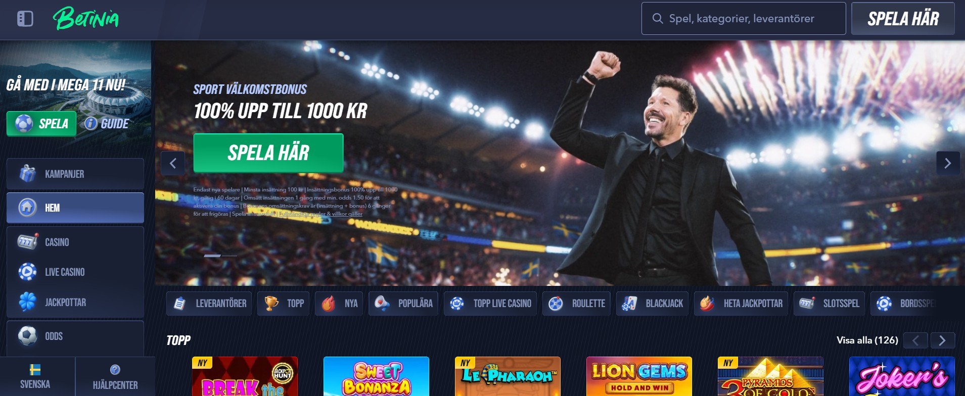 Alla får ny bonus hos Betinia