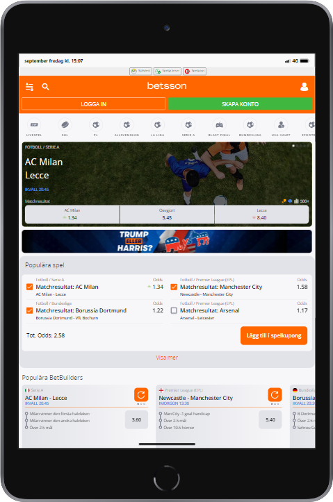 Betsson ipad mini