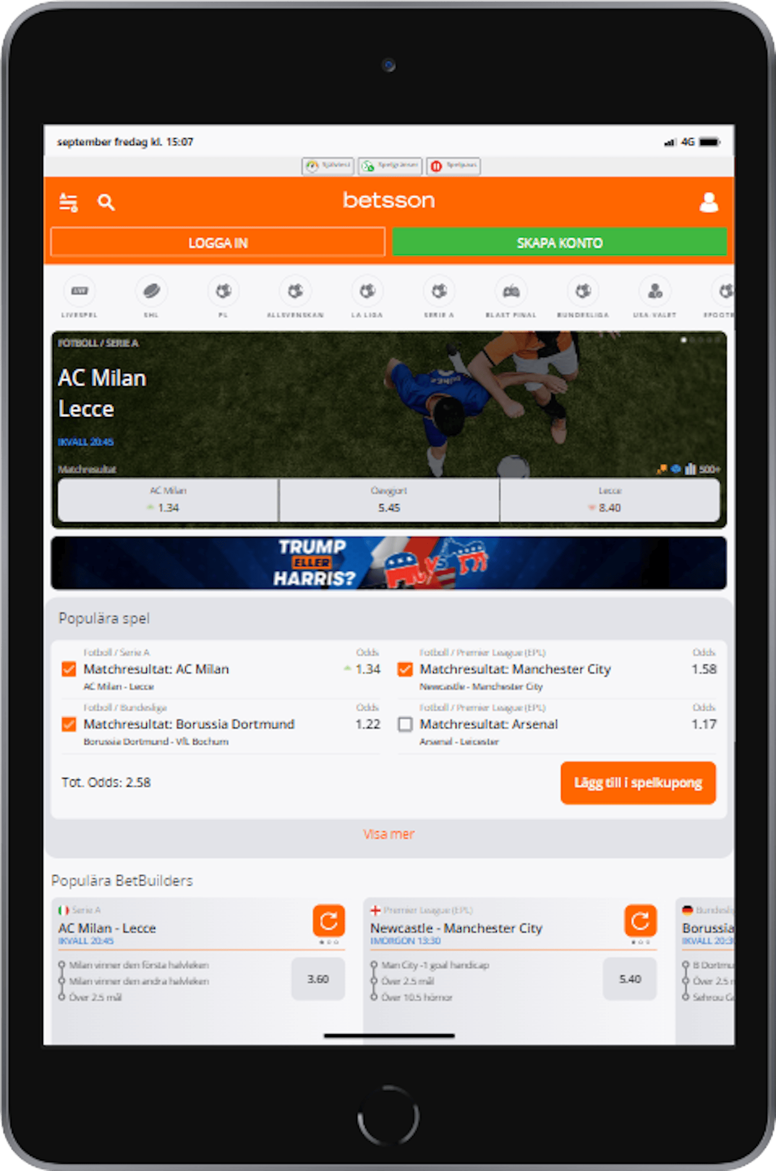 Betsson ipad mini