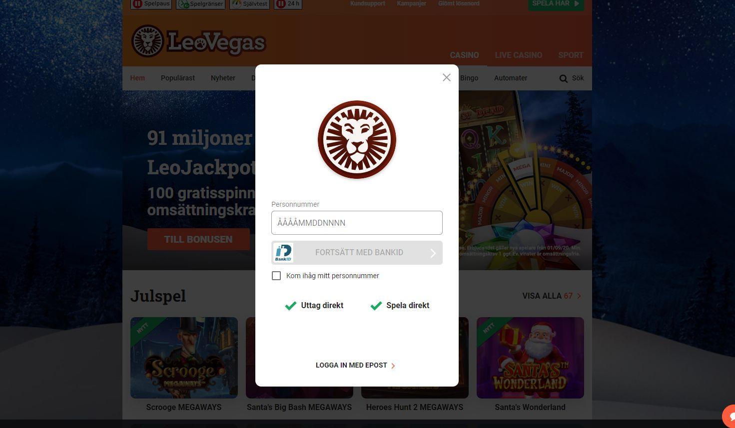 LeoVegas - en bettingsida med BankID