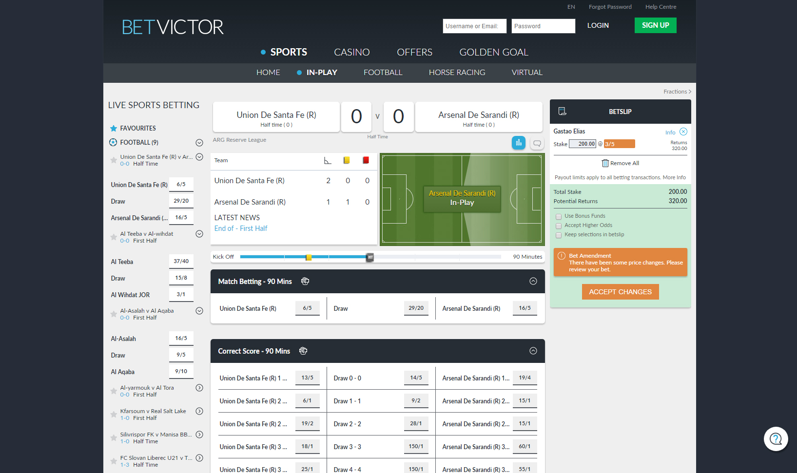 BetVictor Livebetting