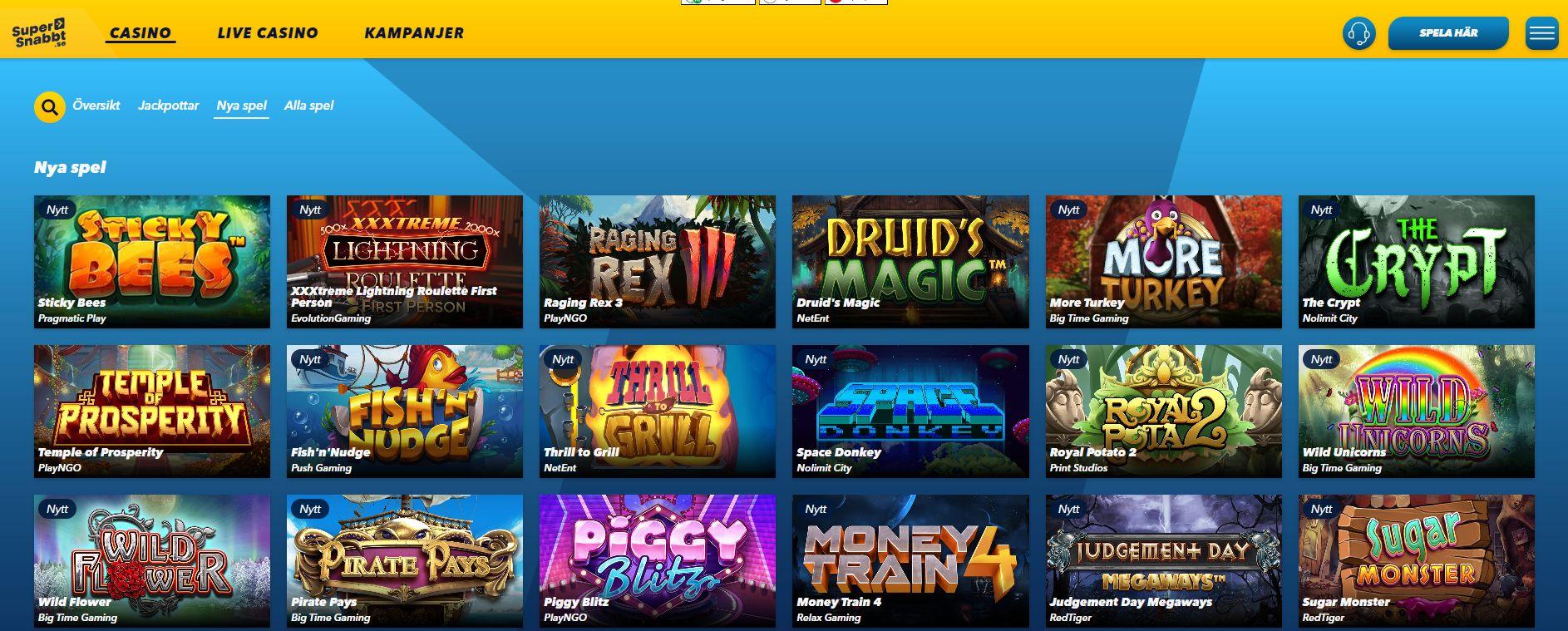 Många nya spel hos Supersnabbt