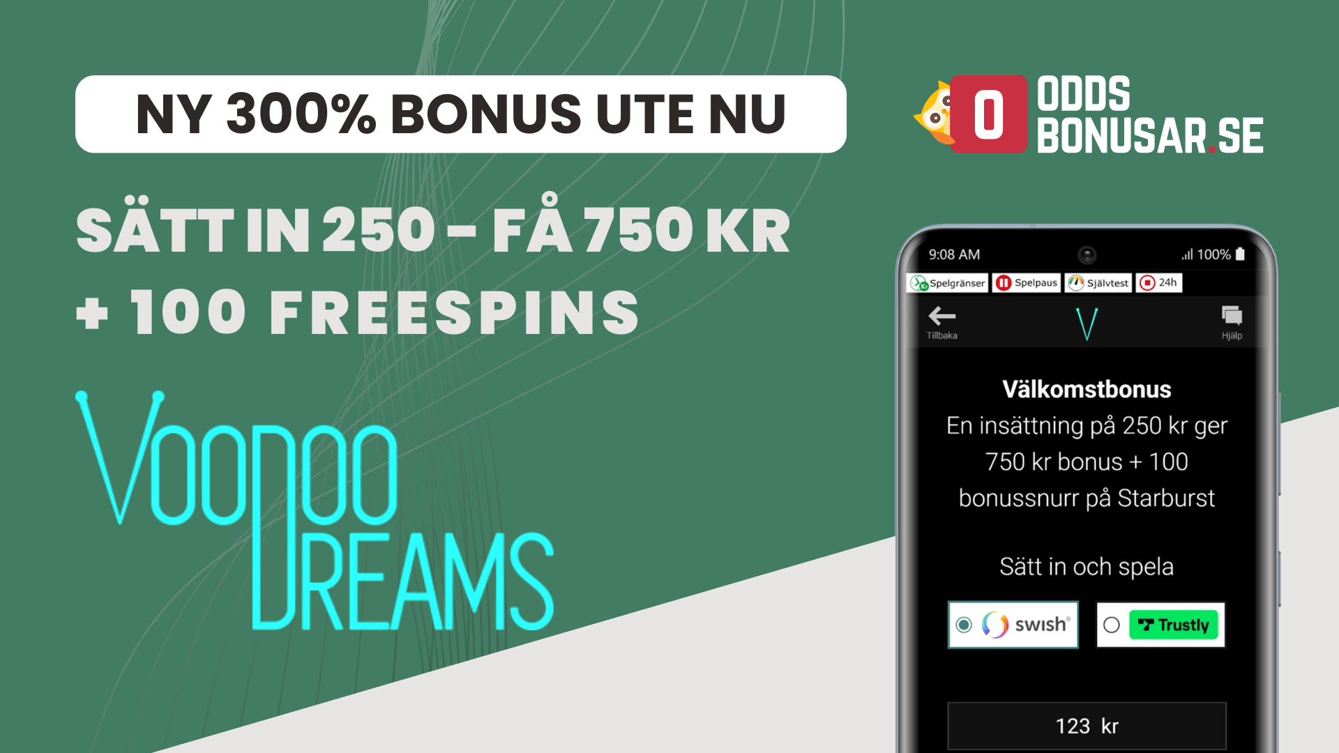 Ny 300 bonus hos Voodoo Dreams casino