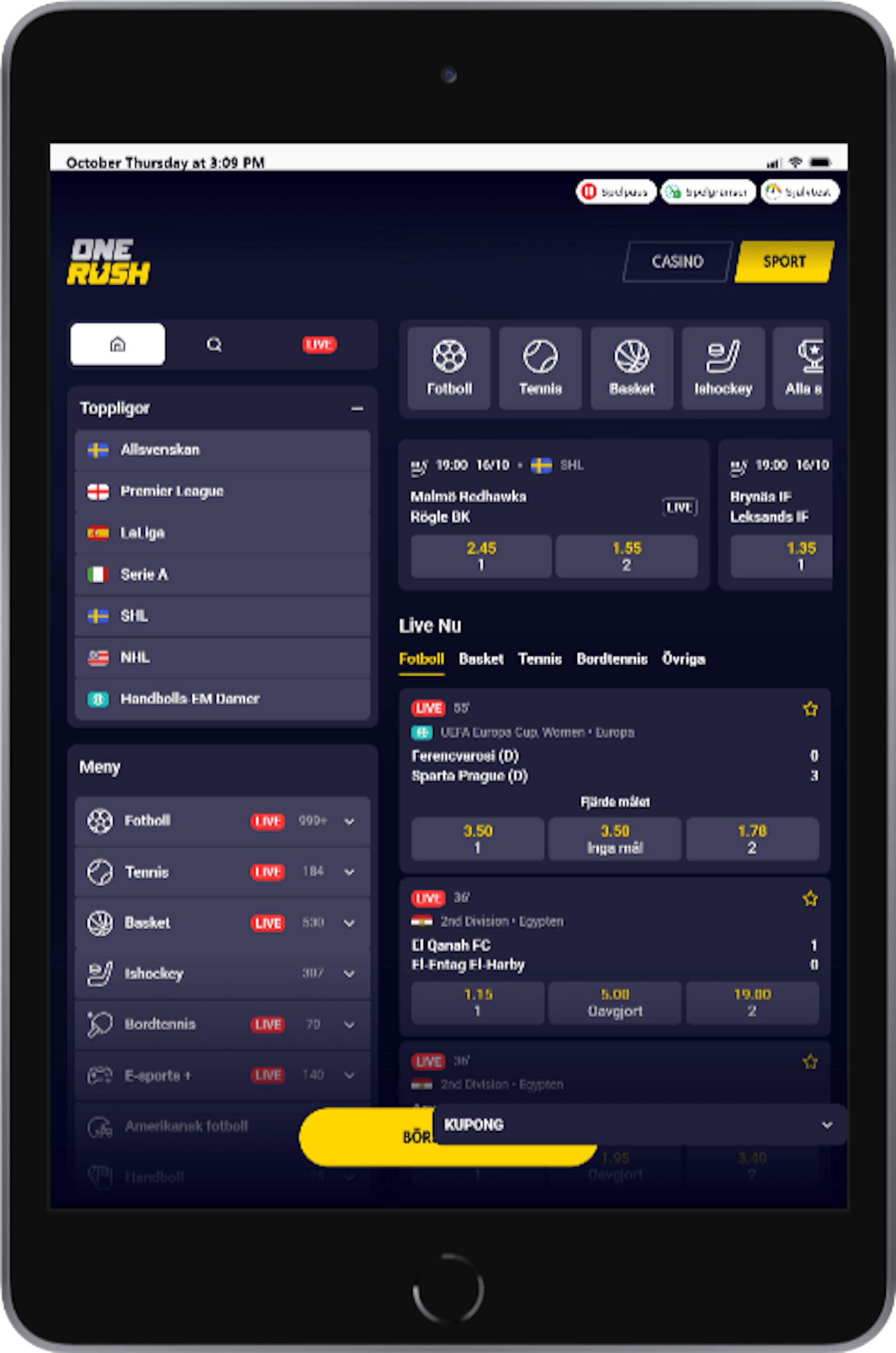 Onerush betting ipad mini