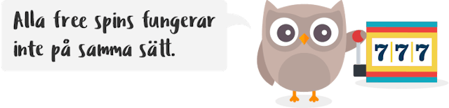 Owlie förklarar att free spins fungerar på olika sätt