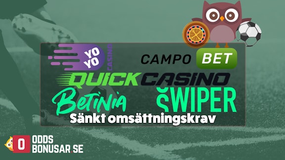 Sankt omsattningskrav hos Swiper Betinia Campobet Yoyocasino Quick