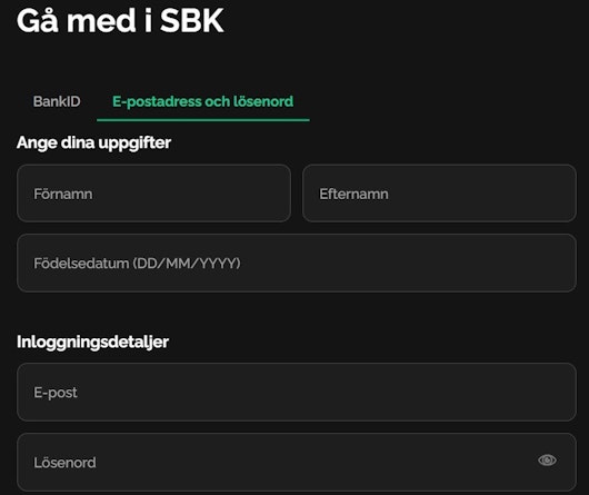 Skapa konto hos SBK spelbolag