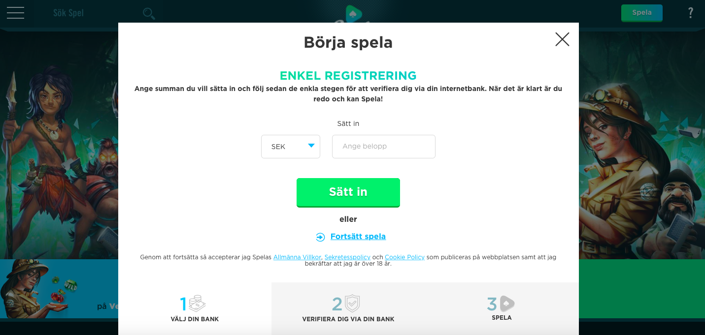Spela.com insättning