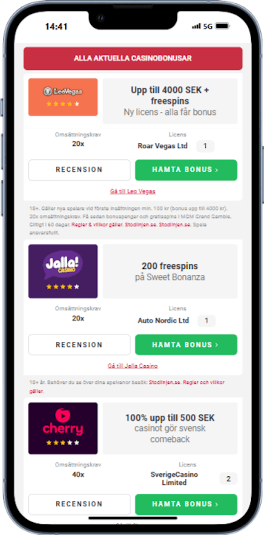 Valj ett spelbolag i listan