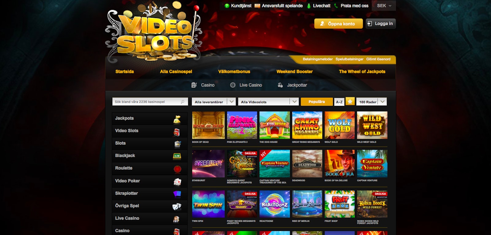 Videoslots slots