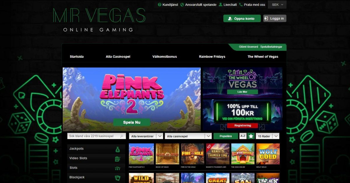 Mr Vegas Bonus » 2000 SEK - Välkomstbonus Nov. 2024