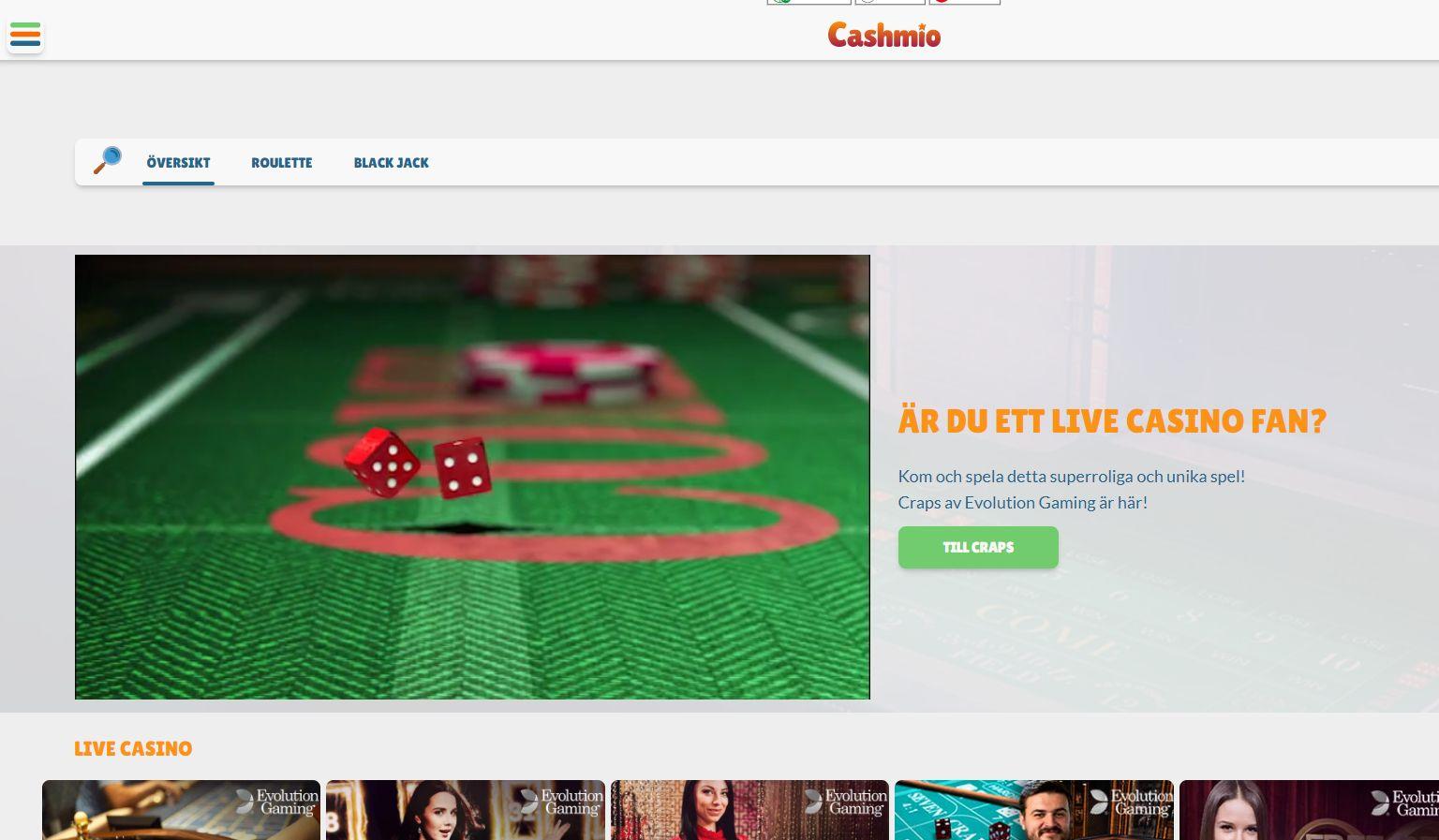 Cashmio live casino