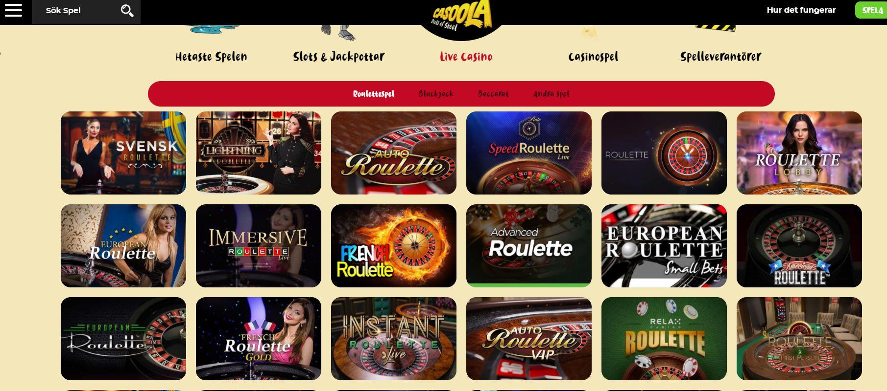 Casoola live casino