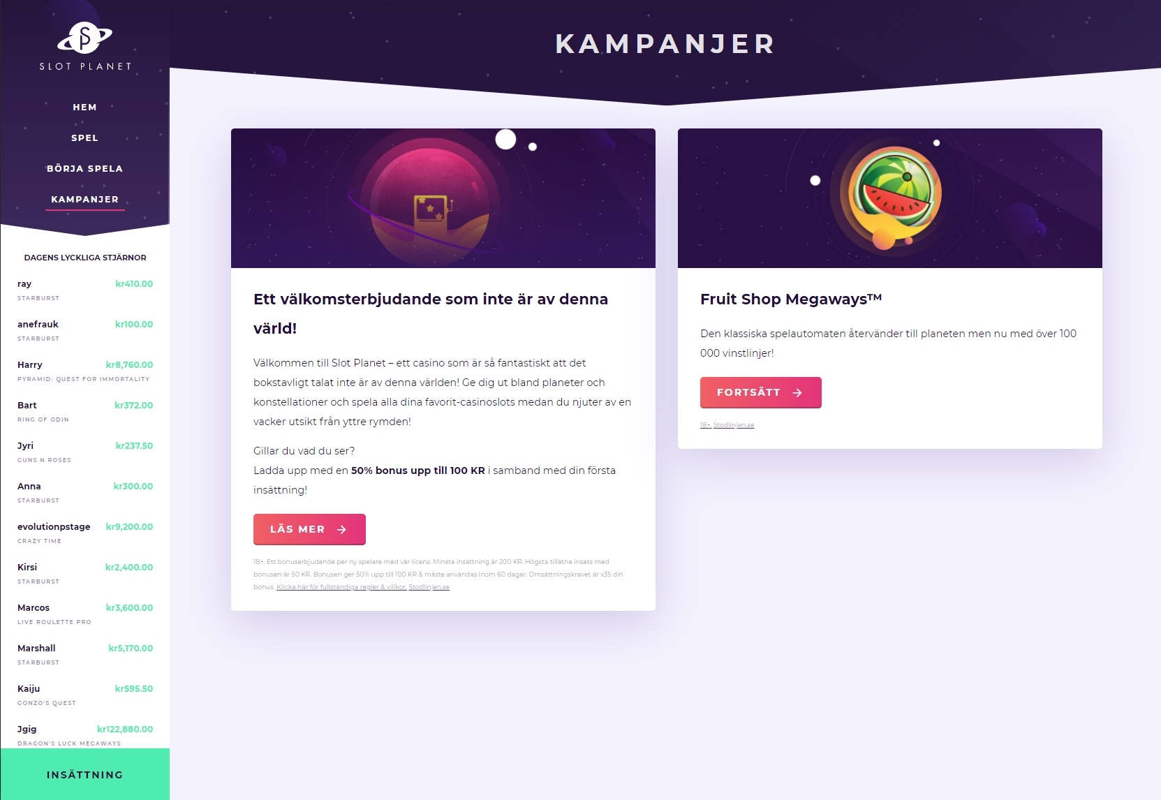 Slot Planet Kampanjer