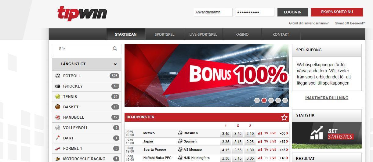 Tipwin oddsbonus med Trustly